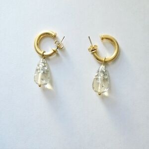 Gold Hoops With Dangling Crystal